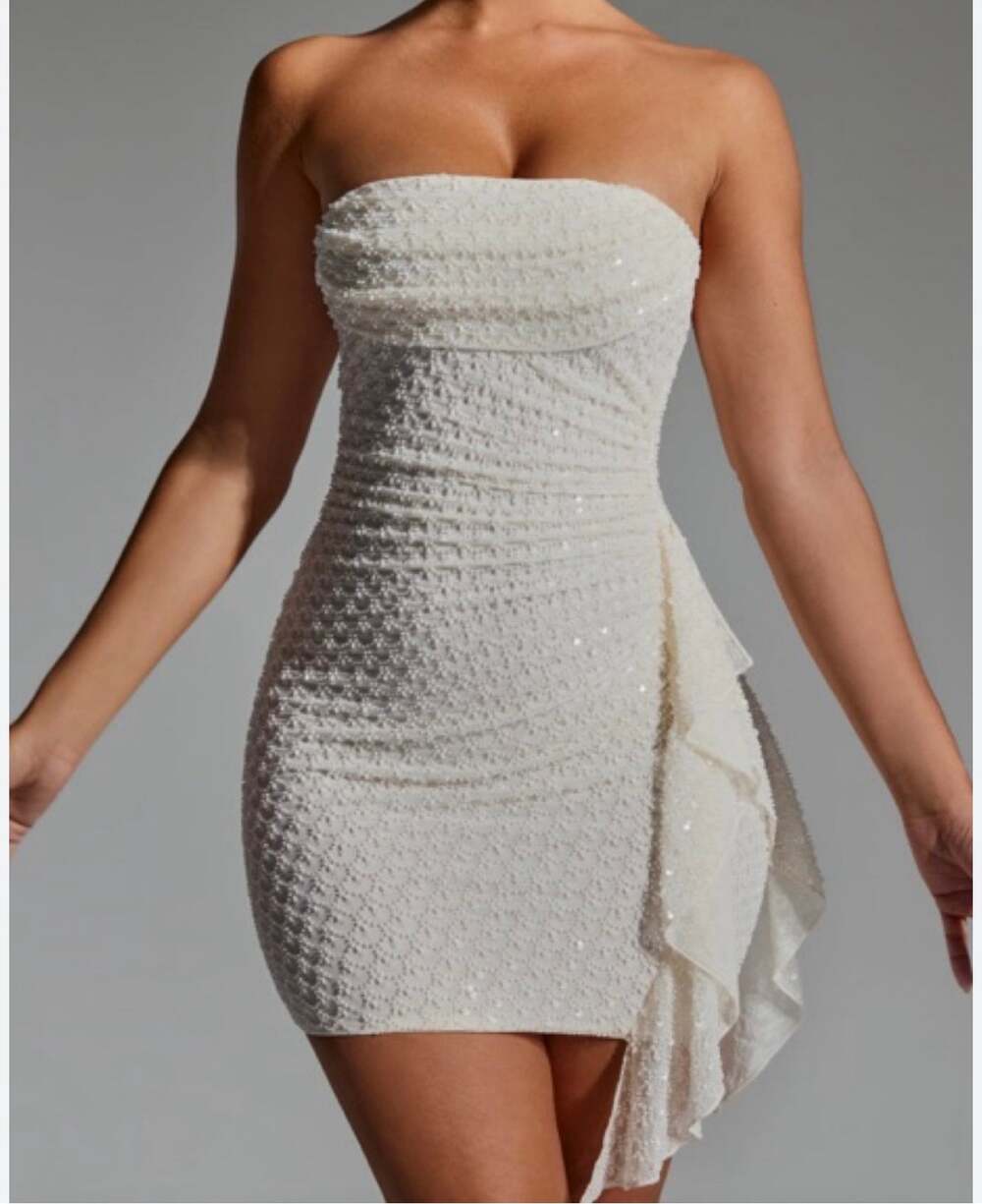 Oh Polly Ariavela mini white Dress off shoulder size 12 open back New